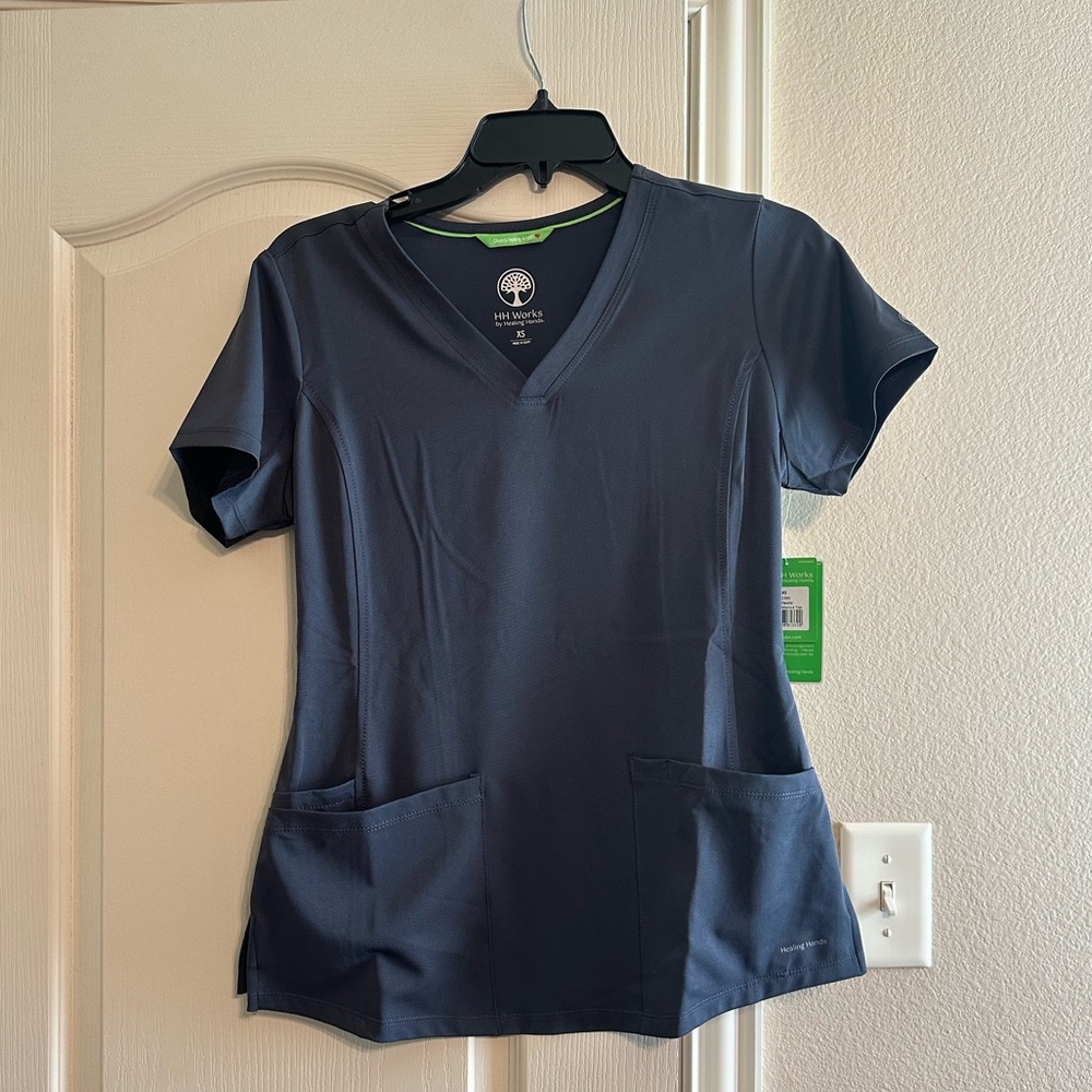 NWT Healing Hands Monica Scrub Top Pewter